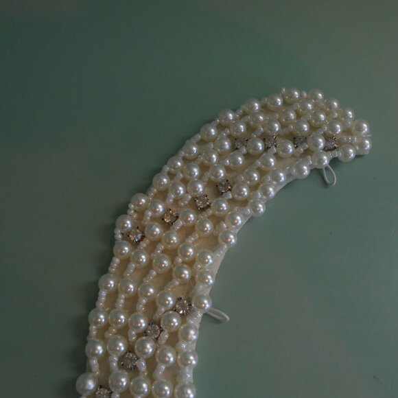 Vintage Ivory Lace Collar & Beaded Neck Collar Dress Sweater Accessory - Picture 6 of 11